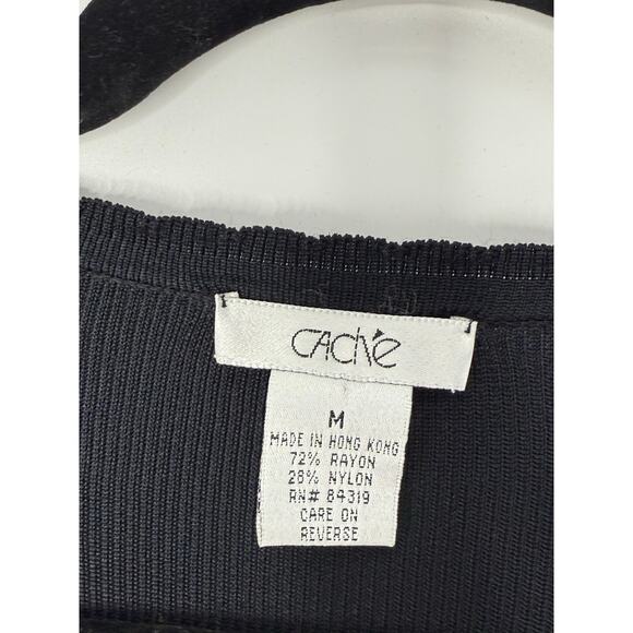 Cache Black Red Floral Embroidered Cardigan Women M Y2K Holidays Vintage - Picture 3 of 7